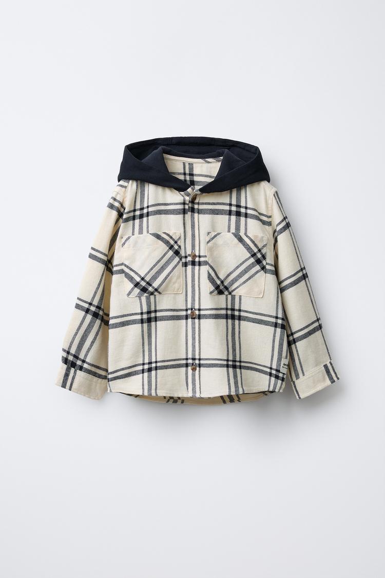 HOODED CHECK OVERSHIRT WITH FLEECE1