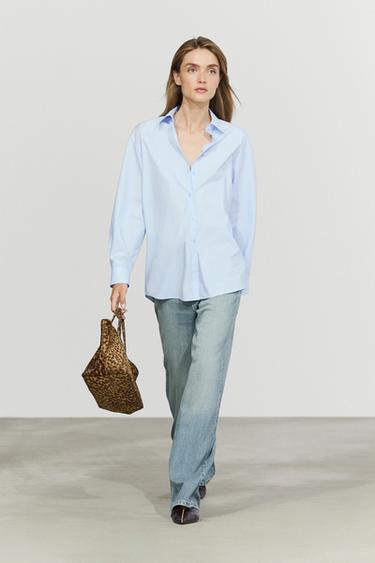 Zara 100% cotton poplin shirt - Sky blue - Image 0
