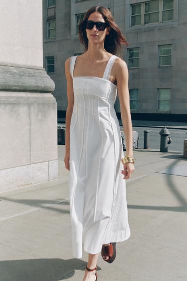 ZW COLLECTION LONG TRIM DRESS - White by Zara - Image 3