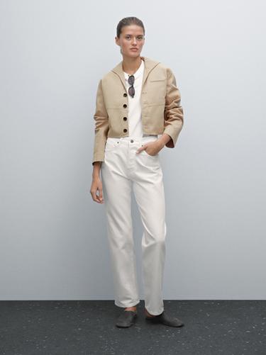 Veste courte à col marin en coton - Sable de Zara - Image 0