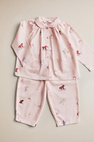 PYJAMA ENFANT FLANELLE LICORNES - Rose de Zara - Image 0