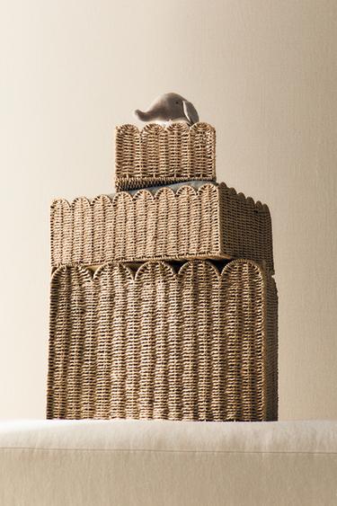 SMALL SCALLOPED BASKET - Light beige by Zara