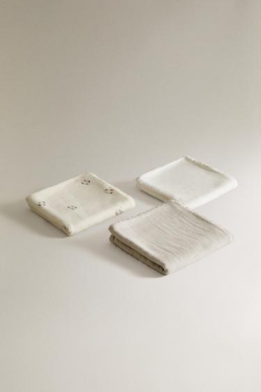 MINI BUNNY BABY TOWEL (PACK OF 3) - Cream by Zara - Image 1