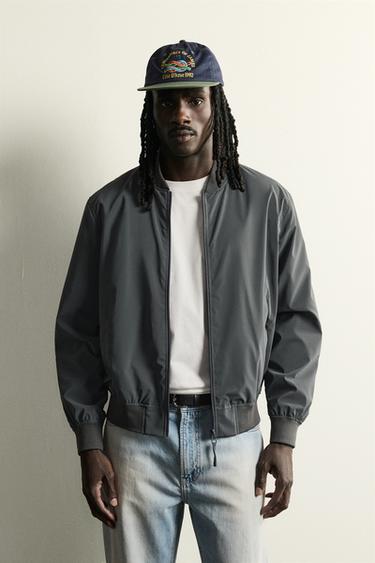 Zara TECHNICAL BOMBER JACKET - Anthracite grey