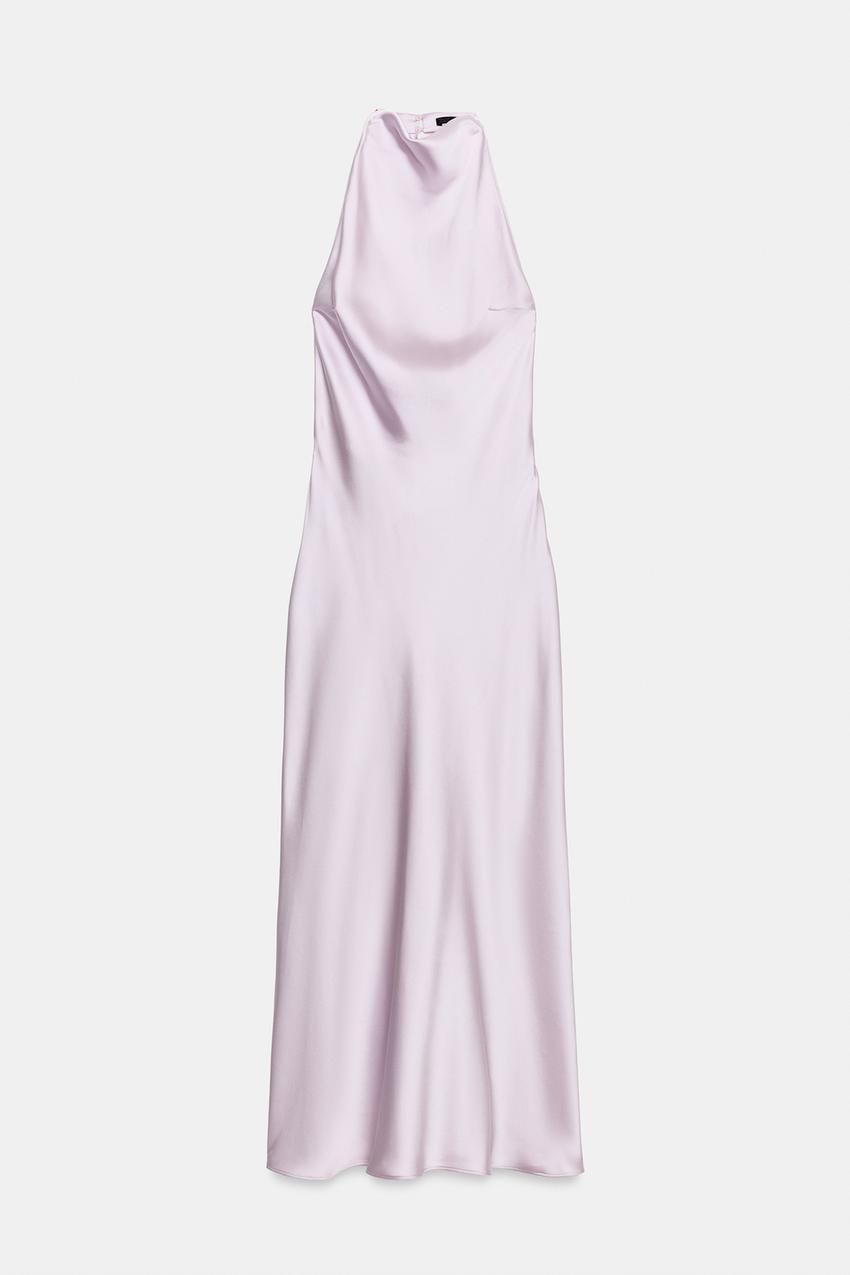 open lace back dress Zara Orchid Pink Satin Cami Maxi Dress main image 1