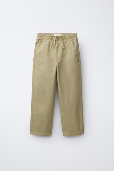 COTTON LOOSE-FITTING TROUSERS - Khaki by Zara
