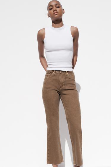 JEAN TRF COURT ÉVASÉ TAILLE HAUTE - Marron / Taupe de Zara - Image 1