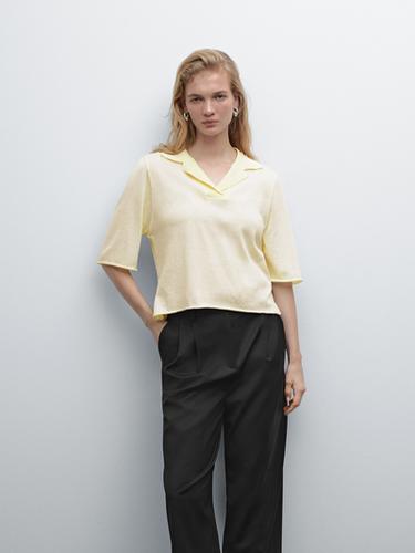 Zara 100% cotton knit polo shirt - Light yellow