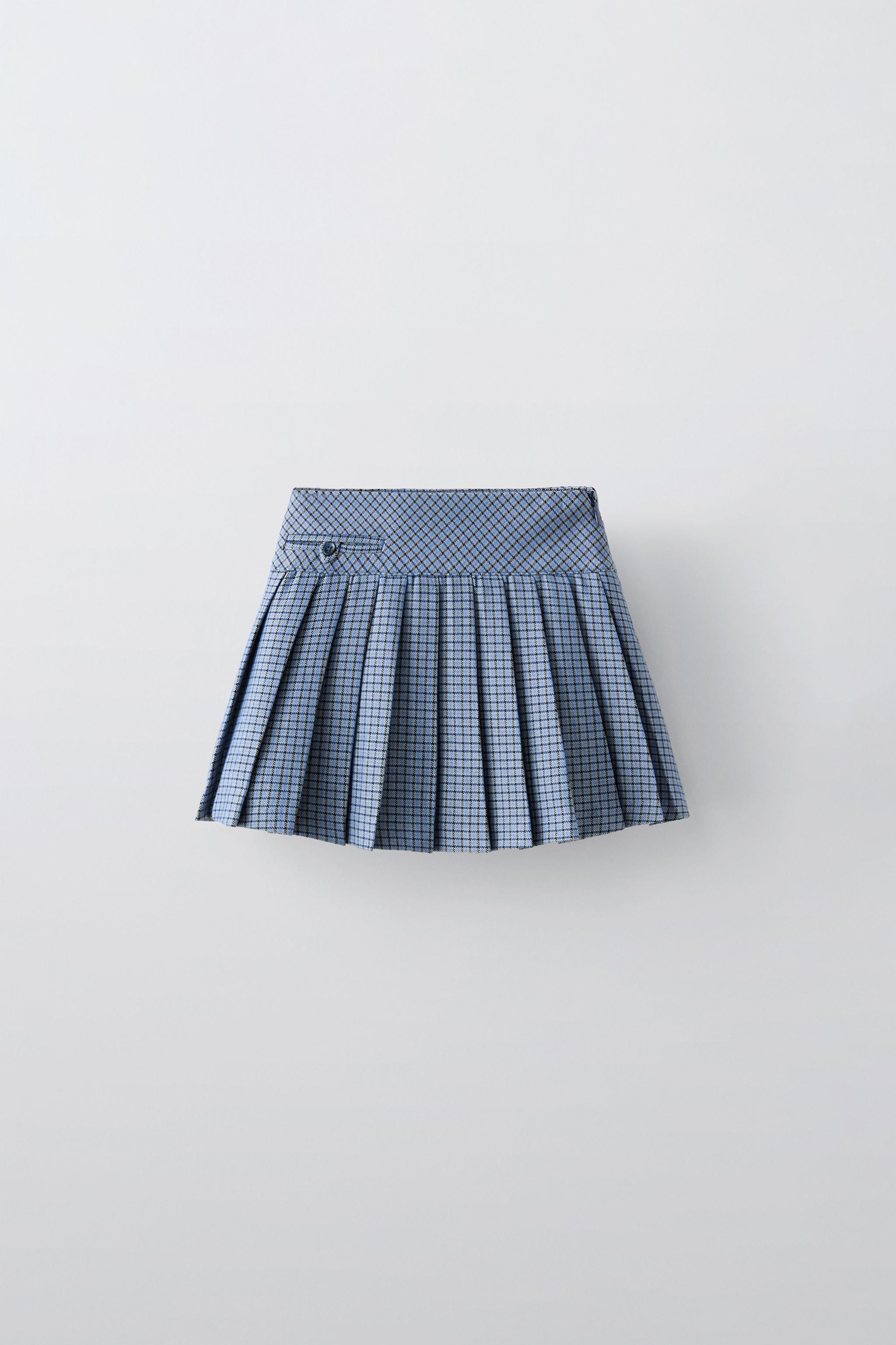 CHECK BOX PLEAT SKIRT