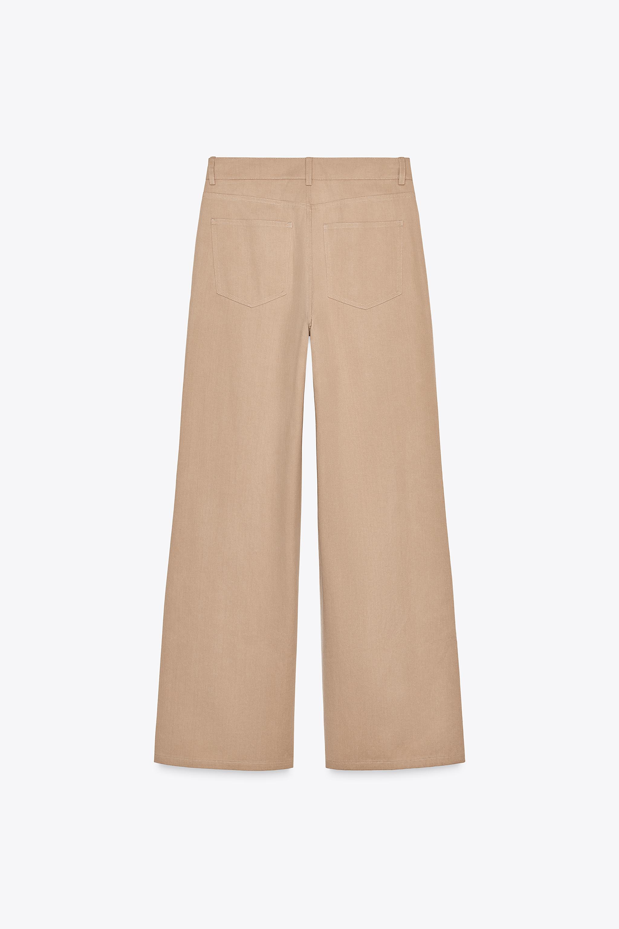 ワイドレッグ ハイライズ パンツ - ライトキャメル | ZARA Japan