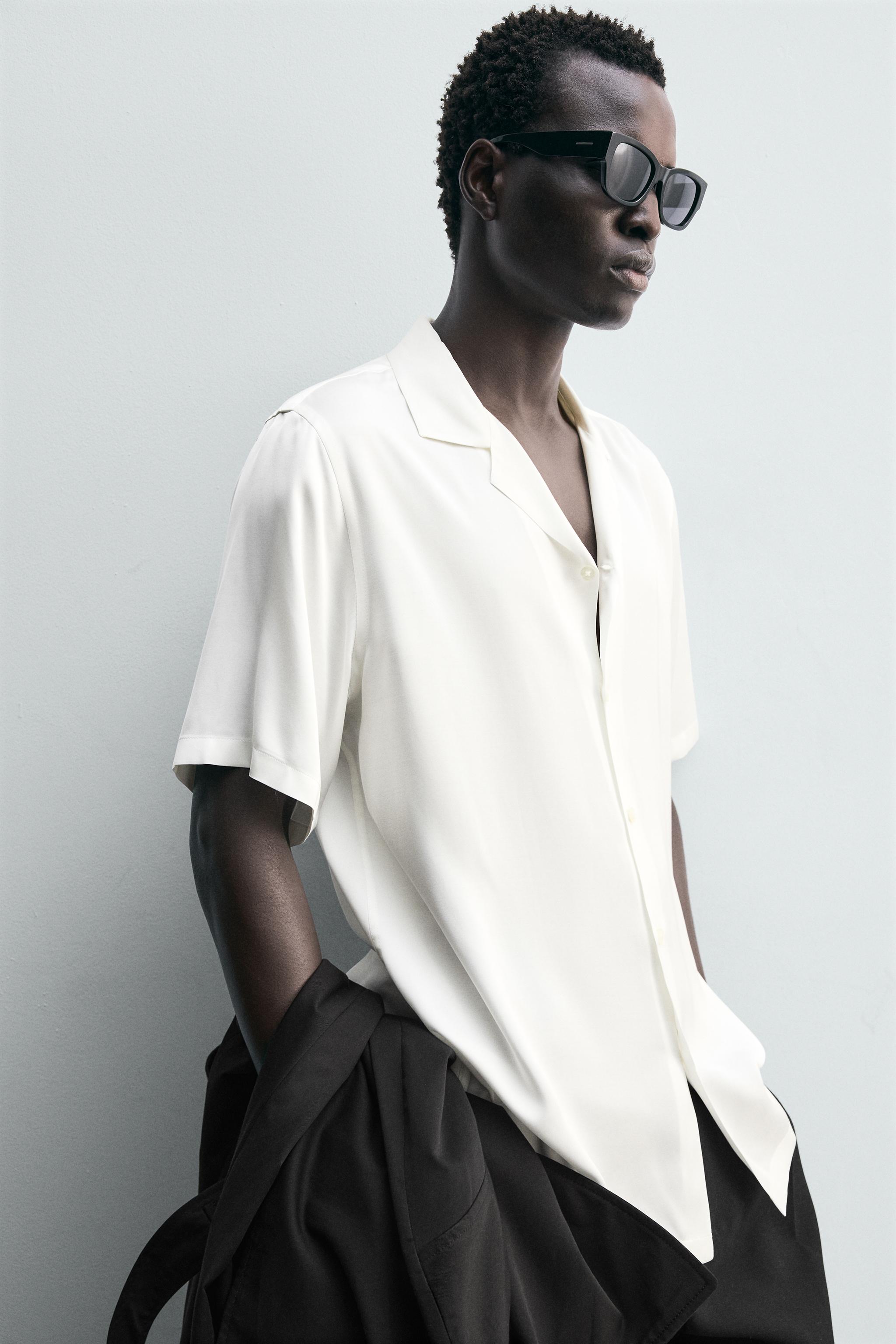 REGULAR FIT SATIN EFFECT SHIRT