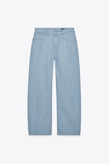 Zara ZW COLLECTION MID-RISE TAPERED JEANS - Light blue