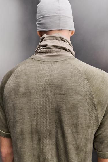 WOOL BLEND BASE LAYER T-SHIRT - Green by Zara - Image 4