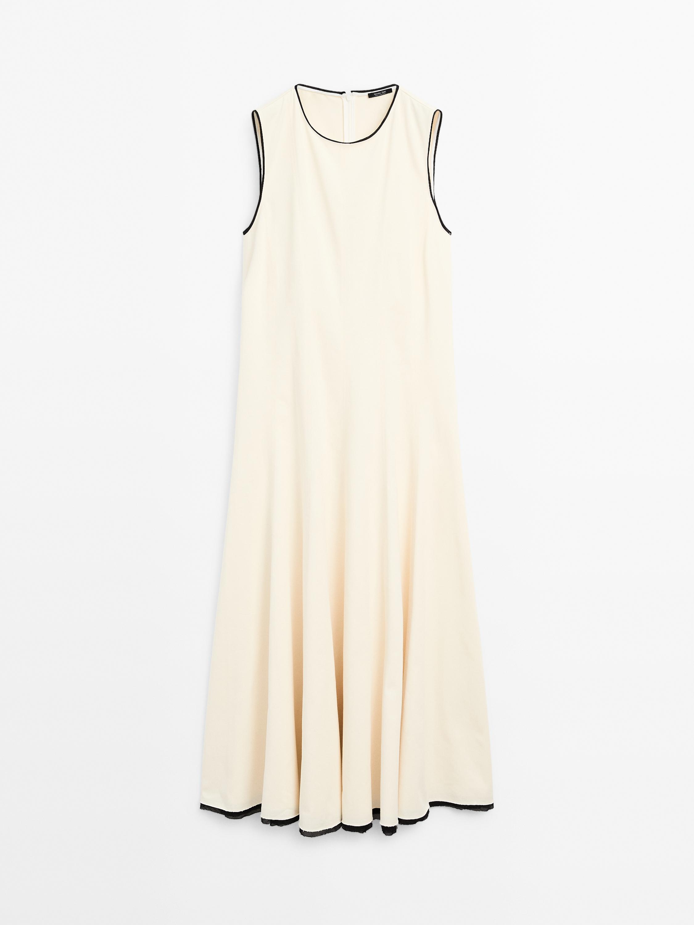 Flounce dress with contrast trims