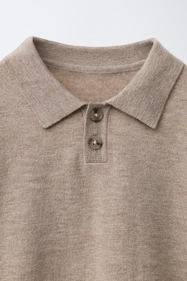 KNITTED POLO SWEATER - Beige by Zara - Image 2