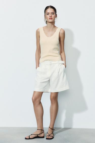 Zara KNIT POT NECK TOP - Ecru
