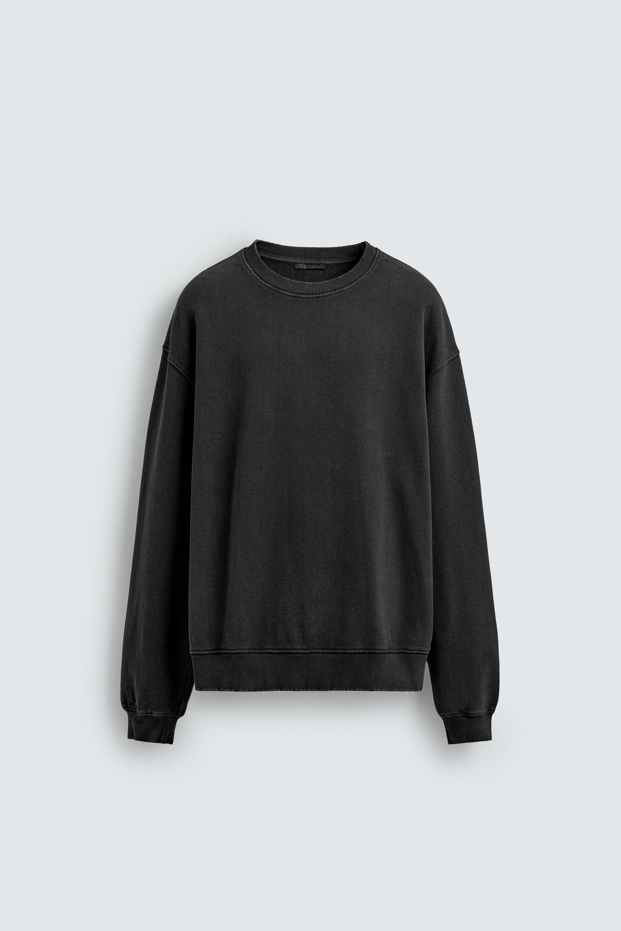 WASHED HERRINGBONE EFFECT SWEATSHIRT