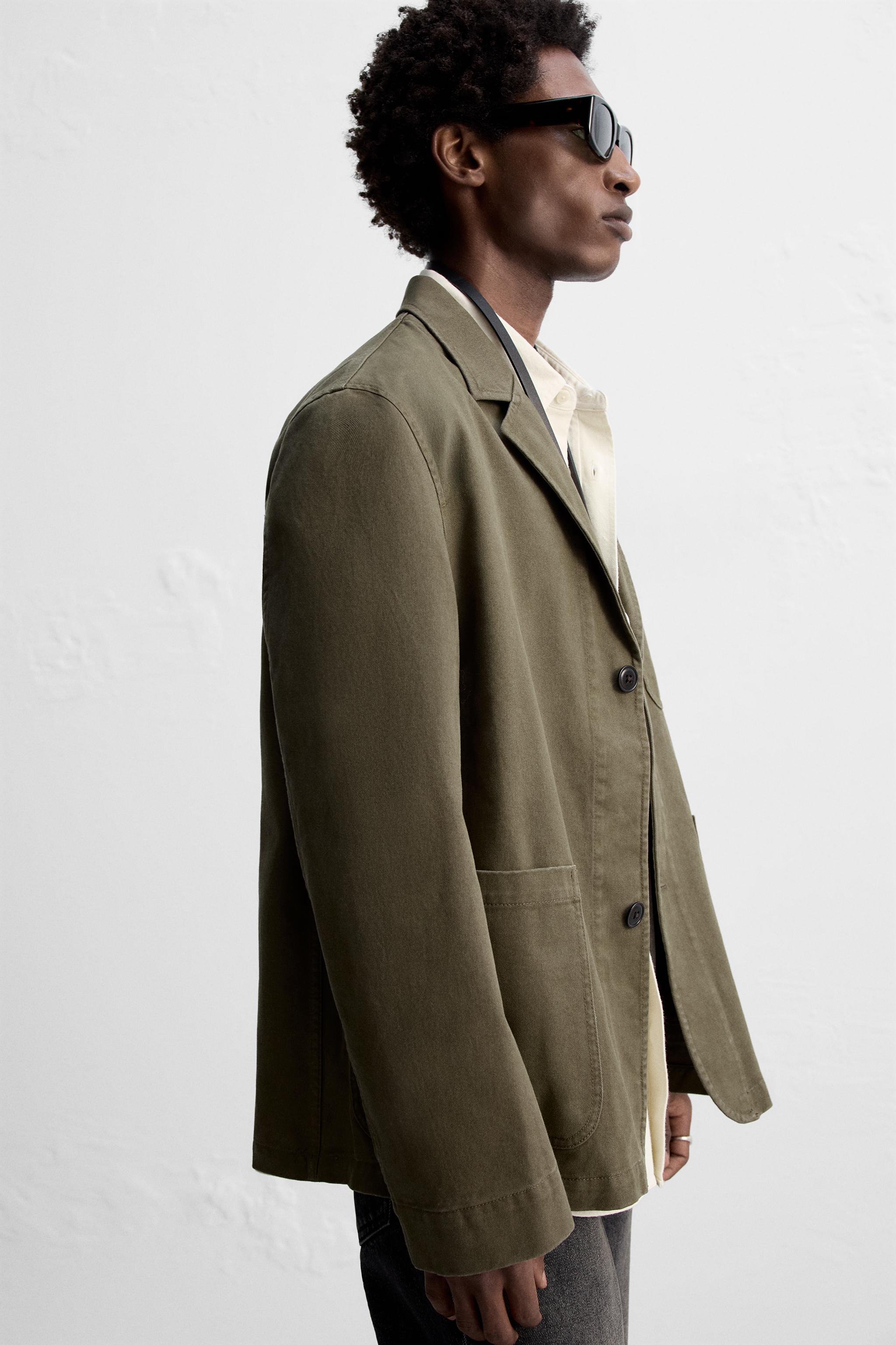 ウォッシュ加工コットンブレザー - アースカラー | ZARA Japan