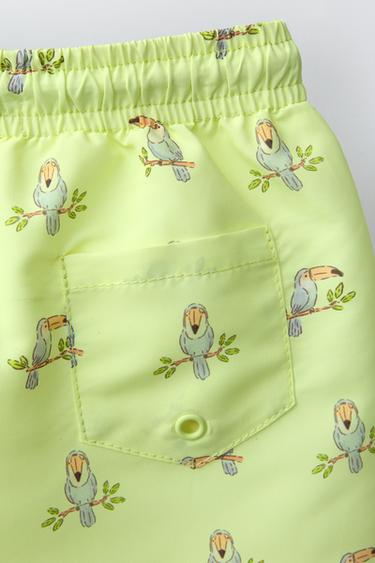1-6 YEARS/ TOUCAN PRINT SWIM SHORTS - Light lime green by Zara - Image 3