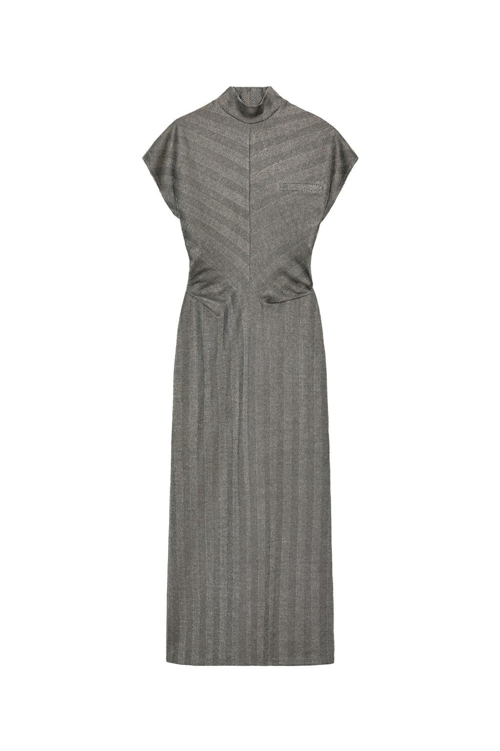 HERRINGBONE MIDI DRESS - image 4
