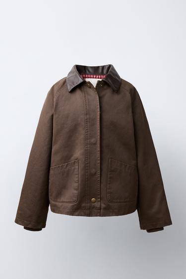 BLOUSON CIRE À COL BIMATIÈRE - Marron de Zara - Image 0