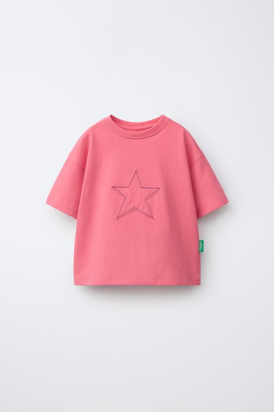 CAMISETA PARCHE ESTRELLA - Rosa lavado de Zara - Imagen 0