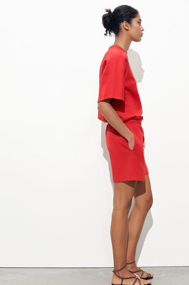 SHORT SLEEVE INTERLOCK SWEATSHIRT - Red by Zara - Image 2