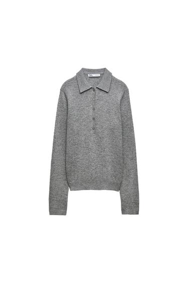 WOOL BLEND KNIT POLO SHIRT