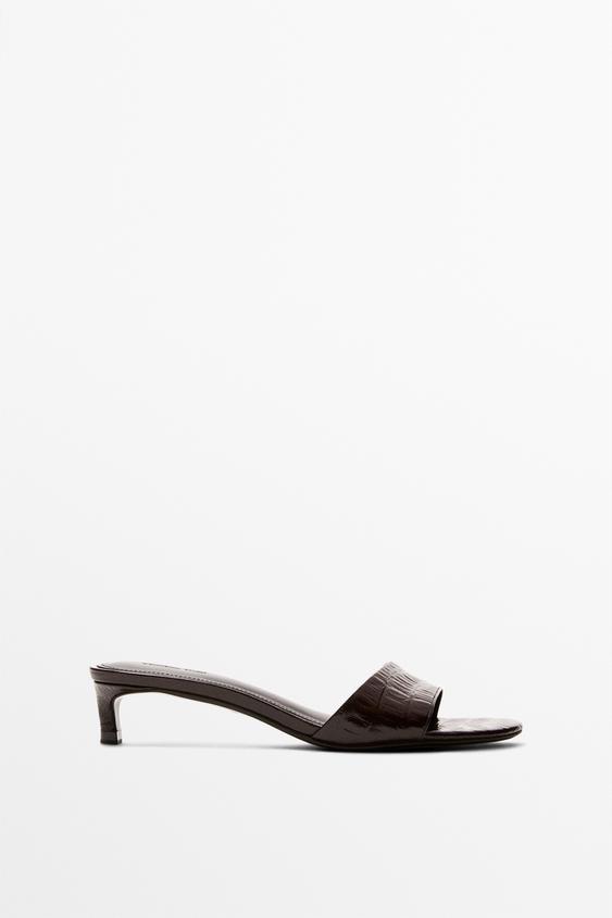 High-heel sandals in embossed leather from Zara - $180