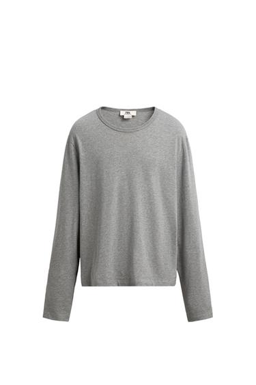 CAMISETA MANGA LONGA - Gris vigoré de Zara
