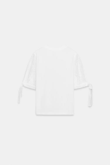 EMBROIDERED T-SHIRT - White by Zara - Image 6
