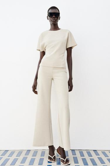 PANTALÓN ANCHO STRETCH - Crudo de Zara