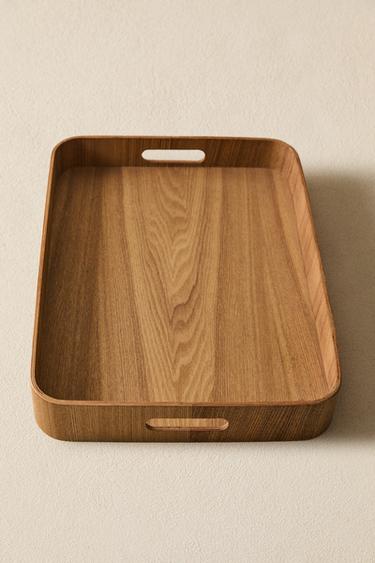 MEDIUM WOODEN TRAY - Light beige by Zara