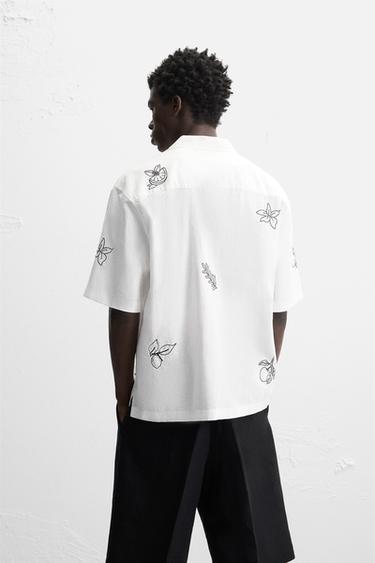 EMBROIDERED COTTON/LINEN SHIRT - White by Zara - Image 2