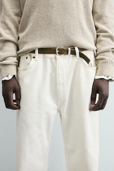 Zara LEATHER BELT - Khaki - Image 0