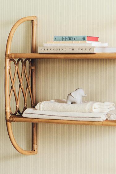 CHILDREN’S RATTAN WALL SHELVING UNIT - Light beige by Zara