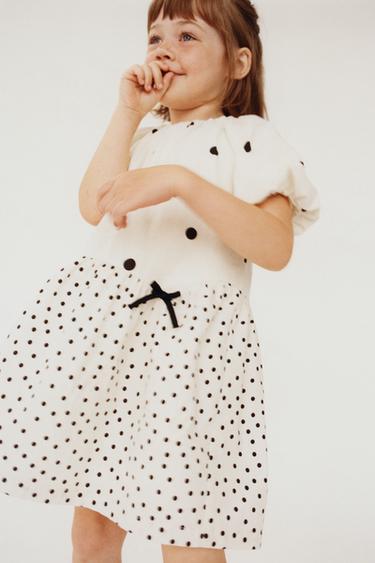 Zara POLKA DOT DRESS - Ecru