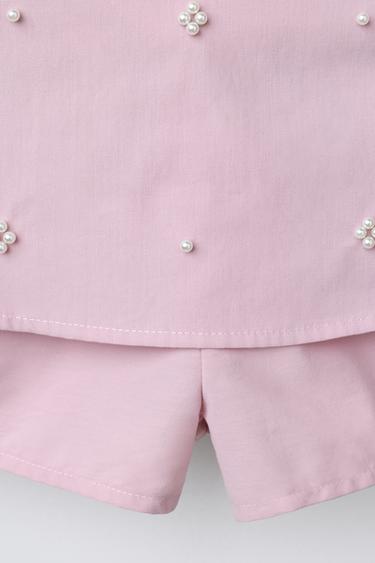 RUFFLED BERMUDA SKORT WITH FAUX PEARLS - Pink by Zara - Image 3