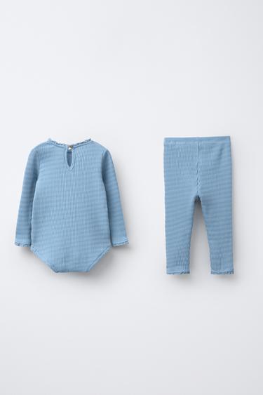 ENSEMBLE BODY ET LEGGING EN DENTELLE - Bleu moyen de Zara - Image 1