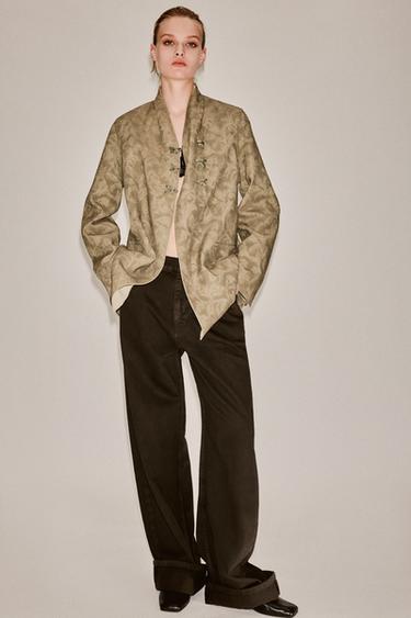 Zara ZW COLLECTION MID-RISE BAGGY JEANS - Brown