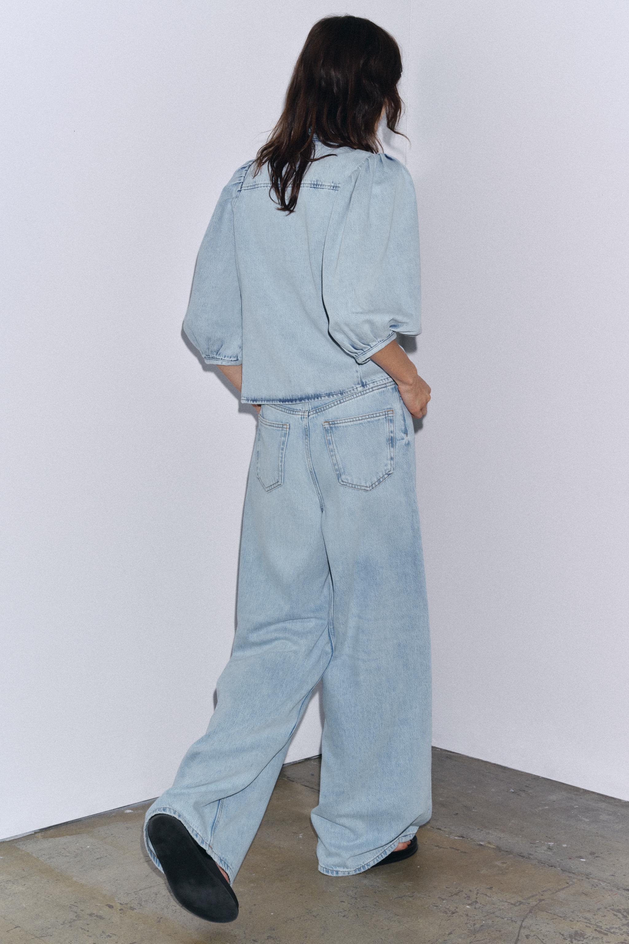 ZW COLLECTION HIGH-WAIST PALAZZO JEANS - Blue | ZARA Spain