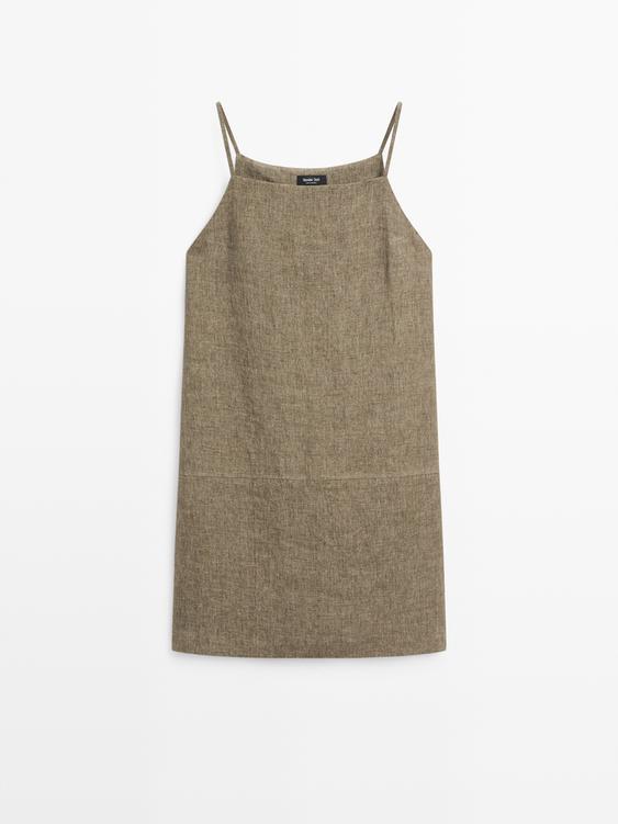 100% linen short dress