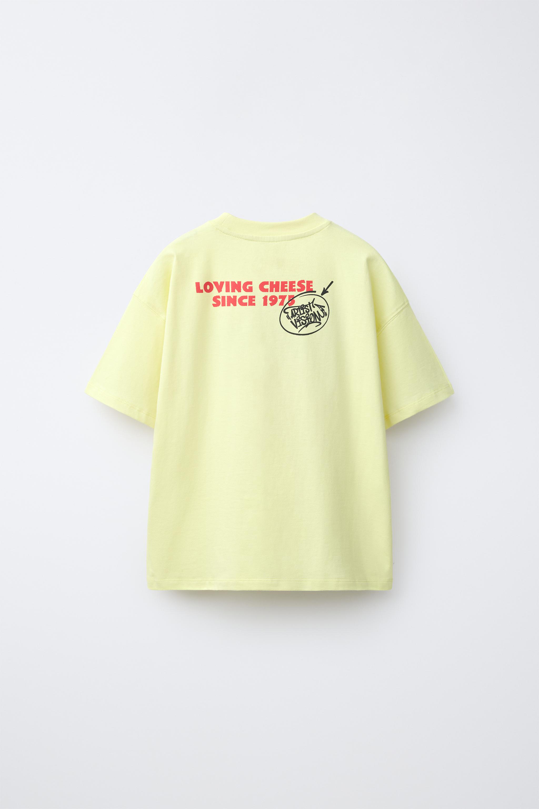PIZZA PRINT T-SHIRT — Yellow