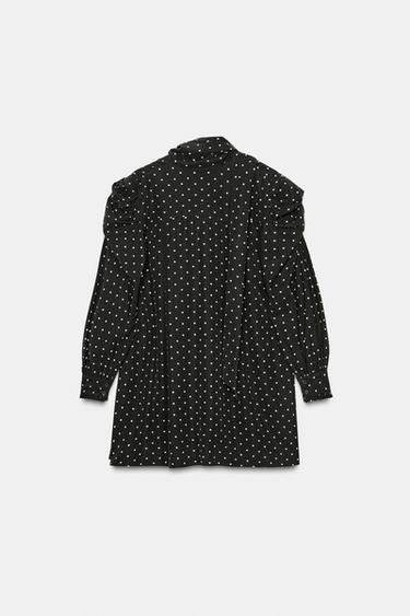 ZW COLLECTION POLKA DOT DRESS WITH SCARF DETAIL - Black by Zara - Image 6