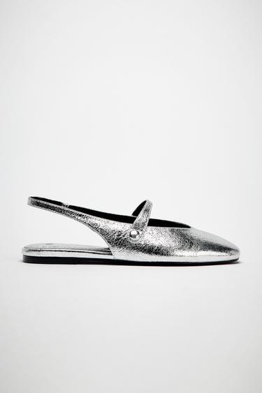 BAILARINA EFECTO METALIZADO - Plata de Zara
