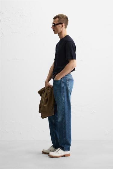 REGULAR FIT KNITTED T-SHIRT - Navy blue by Zara - Image 3