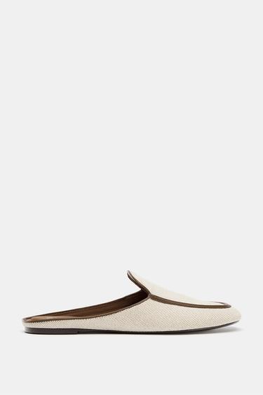 بابوج نسيجي بغرزات راجعة - بيج فاتح الخاص بـ Zara