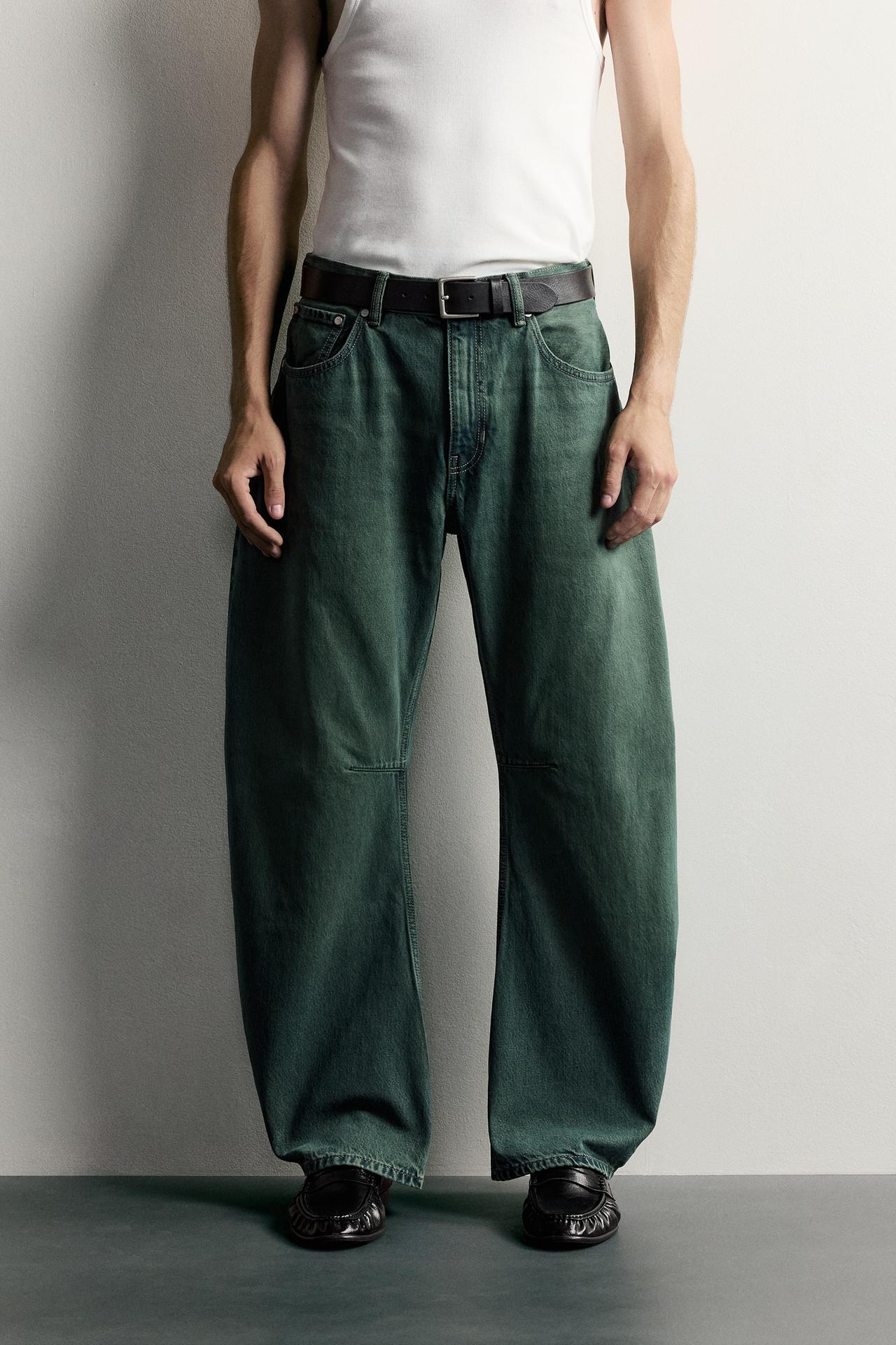 STRAIGHT BARREL FIT JEANS — Green