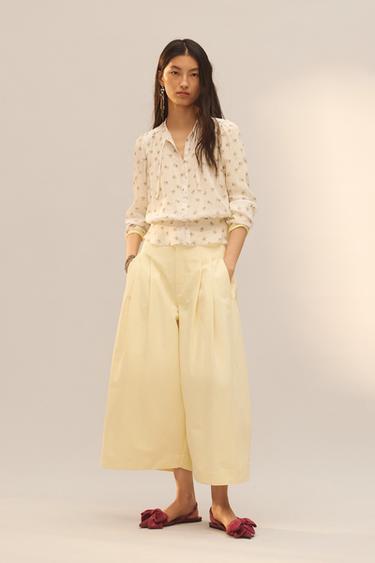 Zara LIMITED EDITION PLEATED PANTS - Yellow