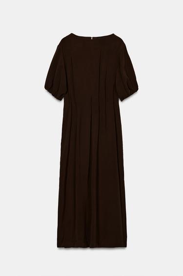 FLOWING PLEATED MIDI DRESS - Chocolate by Zara - Image 5